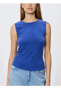 Reserved - Top z wiskozą - granatowy. Kolor: niebieski. Materiał: wiskoza #1
