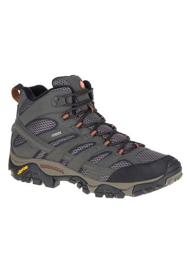 Buty trekkingowe męskie Merrell Moab 3 Mid Gtx. Zapięcie: sznurówki. Kolor: szary, wielokolorowy, brązowy. Materiał: skóra, syntetyk, materiał, tkanina. Szerokość cholewki: normalna. Sport: turystyka piesza