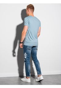 Ombre Clothing - T-shirt męski bawełniany BASIC - jasnoniebieski V19 S1370 - XXL. Kolor: niebieski. Materiał: bawełna. Styl: klasyczny #4
