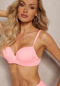 Renee - Różowe Bikini Biustonosz z Usztywnianymi Miseczkami Majtki Figi Ozdobione Troczkami Tamarie. Kolor: różowy. Wzór: aplikacja #5