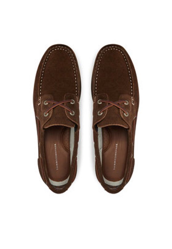 TOMMY HILFIGER - Tommy Hilfiger Półbuty Th Boat Shoe Core Suede FM0FM05387 Brązowy. Kolor: brązowy. Materiał: zamsz, skóra