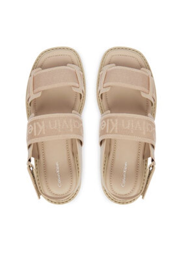 Calvin Klein Sandały Sq Molded Sandal Webb HW0HW02872 Beżowy. Kolor: beżowy. Materiał: materiał