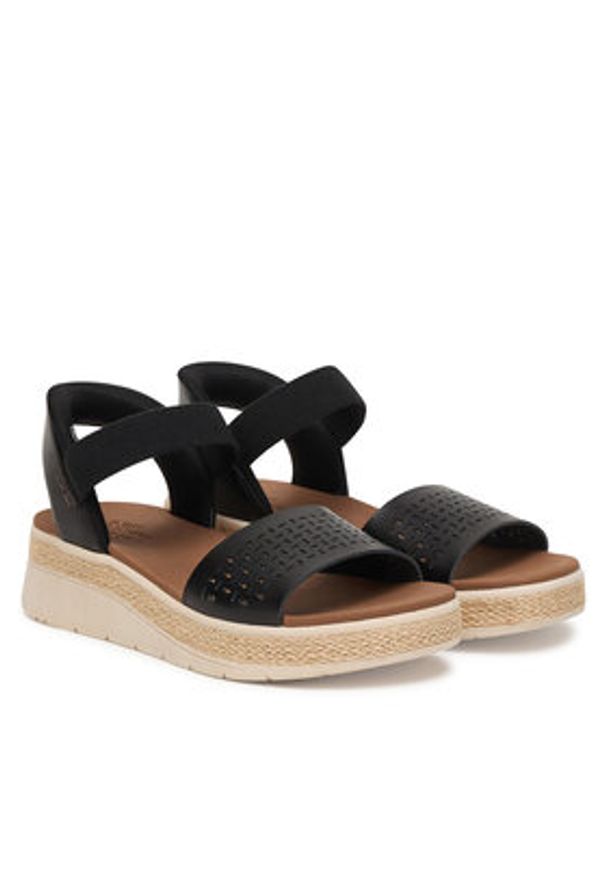 skechers - Skechers Sandały Bobs Sun Ray 114415/BLK Czarny. Kolor: czarny. Materiał: skóra