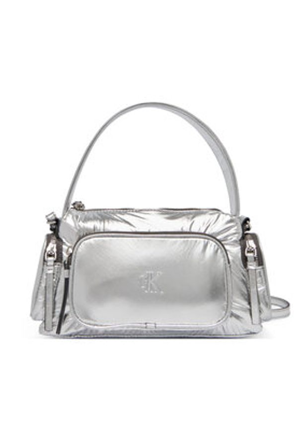 Calvin Klein Torebka Pocket Silver Nylon Small Bag LV04F3443G Srebrny. Kolor: srebrny. Materiał: skórzane