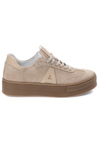 Beżowe Sneakersy Armodo Modne Obuwie Damskie. Okazja: na co dzień. Kolor: beżowy. Materiał: zamsz #4