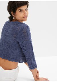 bonprix - Bolerko ażurowe. Kolor: niebieski. Długość rękawa: krótki rękaw. Długość: krótkie. Wzór: ażurowy #3