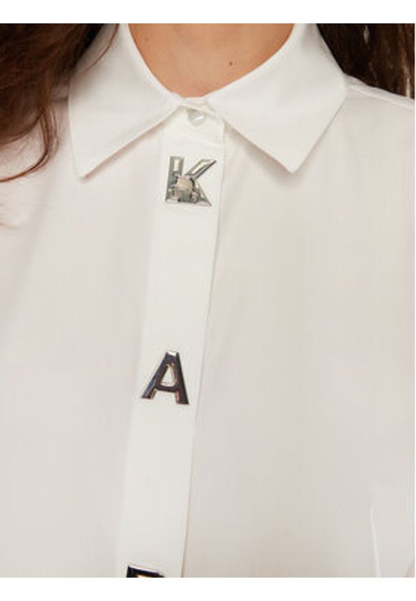 Karl Lagerfeld - KARL LAGERFELD Koszula A1W11026 Biały Regular Fit. Typ kołnierza: dekolt w karo. Kolor: biały. Materiał: bawełna