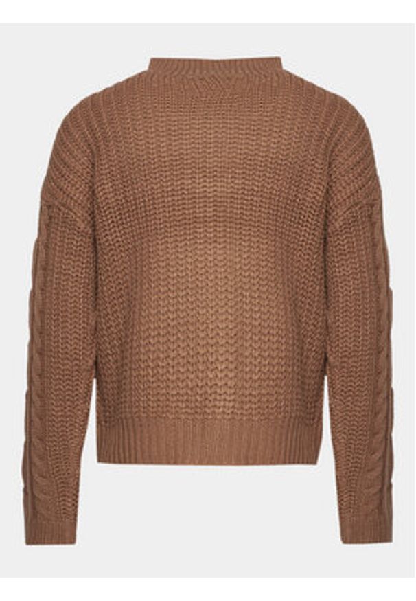 Brave Soul Sweter LK-286MOMPOX Brązowy Regular Fit. Kolor: brązowy. Materiał: wiskoza