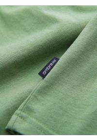 Ombre Clothing - Bawełniana klasyczna męska koszulka z dekoltem w serek BASIC – zielona V11. Typ kołnierza: dekolt w serek. Kolor: zielony. Materiał: bawełna. Wzór: ze splotem, jednolity. Styl: klasyczny #7