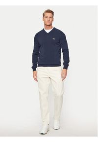 Lacoste Sweter AH1951 Granatowy Regular Fit. Kolor: niebieski. Materiał: bawełna #3