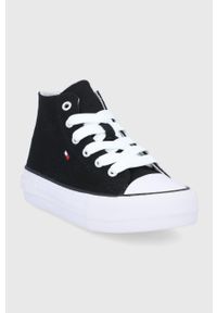 TOMMY HILFIGER - Tommy Hilfiger Trampki dziecięce kolor czarny. Nosek buta: okrągły. Kolor: czarny. Materiał: materiał, włókno, guma. Szerokość cholewki: normalna #4