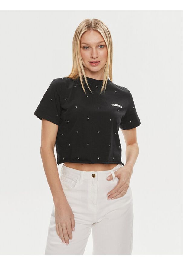 Guess T-Shirt Skylar V4GI08 JA914 Czarny Boxy Fit. Kolor: czarny. Materiał: bawełna
