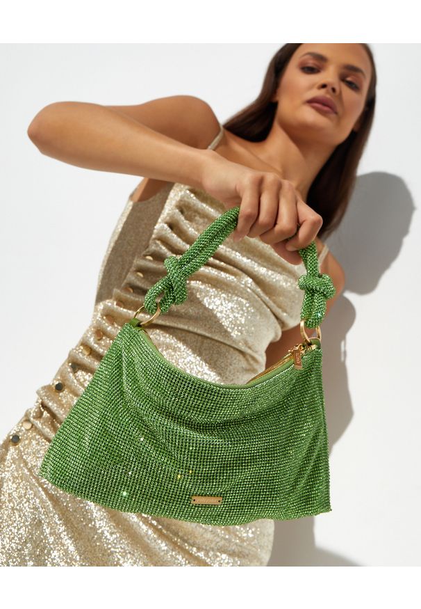 CULT GAIA - Zielona torebka Hera. Kolor: zielony. Wzór: aplikacja