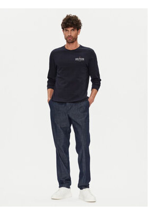 TOMMY HILFIGER - Tommy Hilfiger Longsleeve Stack MW0MW41293 Granatowy Regular Fit. Kolor: niebieski. Materiał: bawełna. Długość rękawa: długi rękaw
