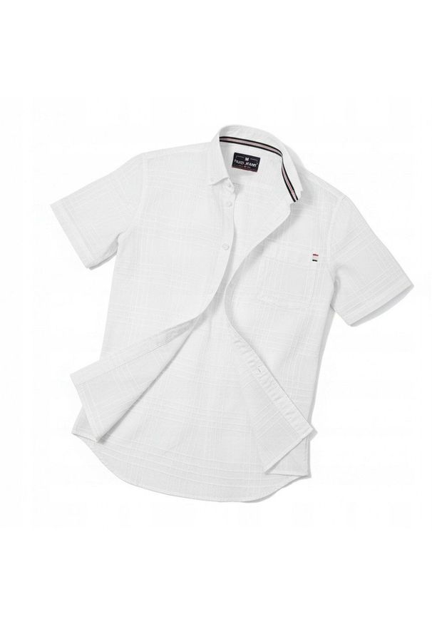 Weekendowa Koszula Męska, Taliowany Krój - Pako Jeans - Biała. Okazja: na co dzień. Kolor: biały. Materiał: bawełna. Styl: casual