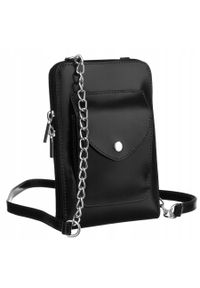 Inny - Mini listonoszka czarna 4822-SB. Kolor: czarny. Materiał: skórzane