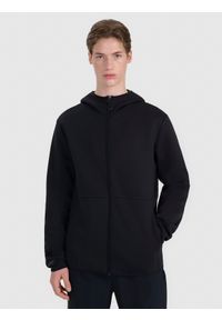 4f - 4F Bluza dresowa rozpinana z kapturem męska - czarna 3XL. Okazja: na co dzień. Typ kołnierza: kaptur. Kolor: czarny. Materiał: dresówka. Wzór: ze splotem, nadruk, napisy, gładki. Styl: elegancki, sportowy, casual #1