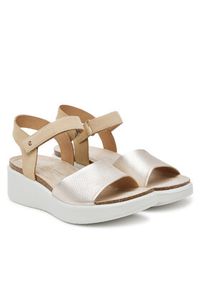 ecco - ECCO Sandały Flowt Wedge 27231360704 Złoty. Kolor: złoty. Materiał: skóra
