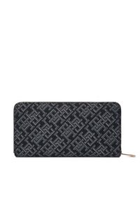 TOMMY HILFIGER - Tommy Hilfiger Duży Portfel Damski Icon Lrg Za Jacquard AW0AW17956 Czarny. Kolor: czarny. Materiał: materiał