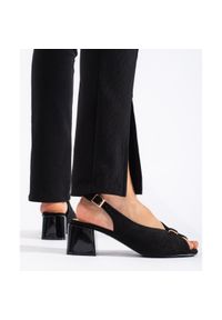 Goodin Eleganckie sandały na słupku czarne. Kolor: czarny. Obcas: na słupku. Styl: elegancki #5