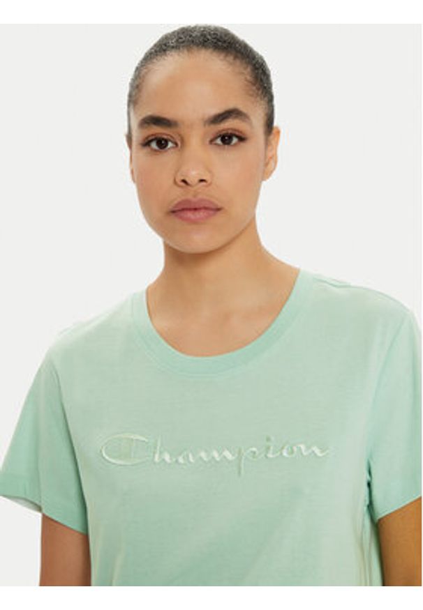 Champion T-Shirt 117650 Zielony Slim Fit. Kolor: zielony. Materiał: bawełna