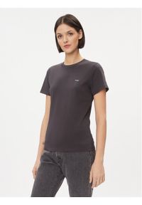 Wrangler T-Shirt 112343064 Czarny Slim Fit. Kolor: czarny. Materiał: bawełna
