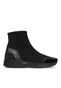 Kazar - Czarne sneakersy damskie. Kolor: czarny. Materiał: tkanina #1