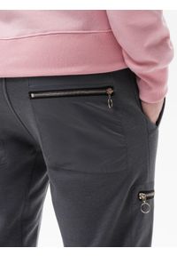 Ombre Clothing - Spodnie męskie dresowe joggery - grafitowe V2 P917 - XL. Kolor: szary. Materiał: dresówka. Wzór: gładki