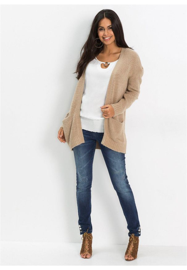 bonprix - Bluzka z czystej wiskozy. Kolor: biały. Materiał: wiskoza, koronka. Długość rękawa: krótki rękaw. Długość: krótkie. Wzór: koronka