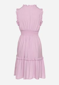 Born2be - Fioletowa Sukienka z Wiskozą o Rozkloszowanym Kroju Bez Rękawów Folerose. Typ kołnierza: dekolt w serek. Kolor: fioletowy. Materiał: wiskoza. Długość rękawa: bez rękawów. Sezon: wiosna, lato. Typ sukienki: rozkloszowane. Styl: elegancki #3