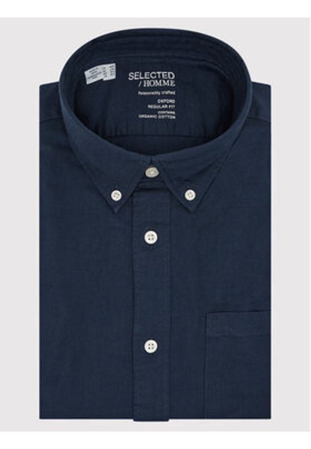Selected Homme Koszula Rick 16077359 Granatowy Regular Fit. Kolor: niebieski. Materiał: bawełna