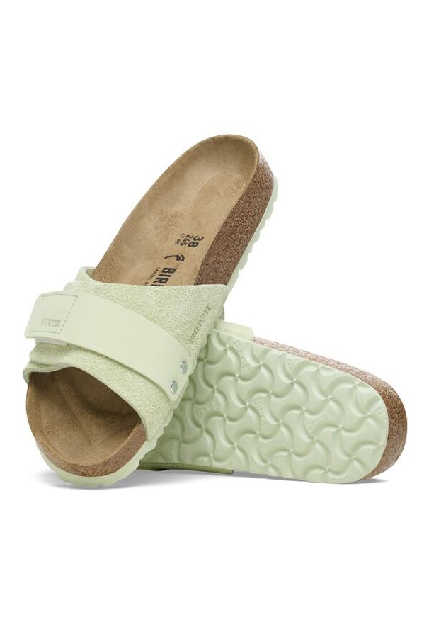 Birkenstock - Klapki damskie BIRKENSTOCK OITA W LENB/LEVE FADED LIME. Okazja: na co dzień, do pracy, na spacer. Kolor: zielony. Materiał: len. Styl: casual