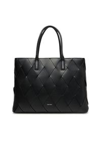 Calvin Klein Torebka Ck Woven Medium Shopper K60K612994 Czarny. Kolor: czarny. Materiał: skórzane
