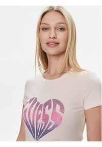 Guess T-Shirt W4RI53 J1314 Różowy Slim Fit. Kolor: różowy. Materiał: bawełna #4