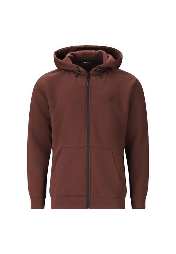 VIRTUS - Bluza z kapturem z pełnym zamkiem błyskawicznym Virtus Taro. Typ kołnierza: kaptur. Kolor: brązowy. Sport: fitness