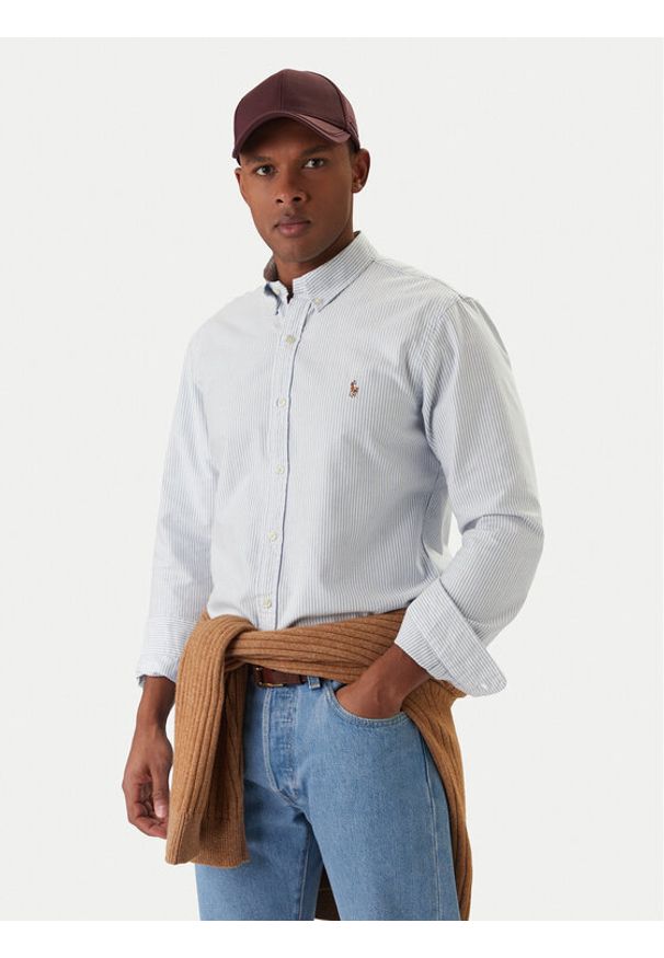 Polo Ralph Lauren Koszula Core Replen 710549084 Niebieski Slim Fit. Typ kołnierza: polo. Kolor: niebieski. Materiał: bawełna