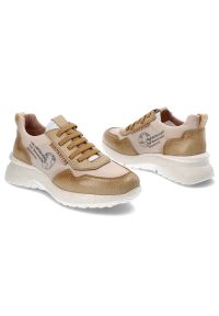 Beżowe Sneakersy Hispanitas Wygodne Buty Damskie. Kolor: beżowy. Materiał: materiał, skóra. Szerokość cholewki: normalna #4