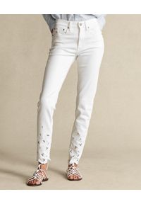 Ralph Lauren - RALPH LAUREN - Białe jeansy z haftem. Stan: podwyższony. Kolor: biały. Wzór: haft