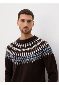 Reserved - Sweter z wełną - ciemnobrązowy. Kolor: brązowy. Materiał: wełna #1