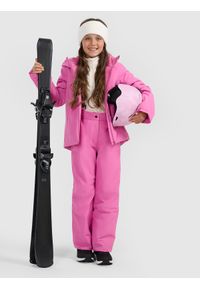 4f - 4F Kurtka narciarska membrana 5000 dziewczęca - różowa 140 (9-10 lat). Kolor: różowy. Materiał: materiał, poliester. Długość: długie. Wzór: gładki. Sezon: lato #2
