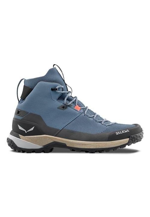 Buty trekkingowe męskie Salewa Puez Knit Mid Powertex. Wysokość cholewki: za kostkę. Kolor: niebieski. Materiał: materiał, syntetyk. Szerokość cholewki: normalna