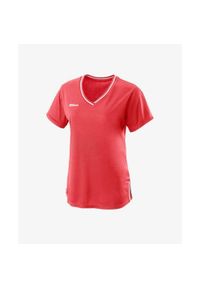 Koszulka tenisowa damska Wilson Team II High V-Neck. Kolor: różowy, wielokolorowy, pomarańczowy. Materiał: tkanina. Sport: tenis #1
