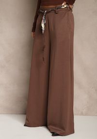Renee - Brązowe Szerokie Spodnie z Paskiem w Stylu Wstążki Tussema. Okazja: na co dzień. Kolor: brązowy. Styl: casual #2