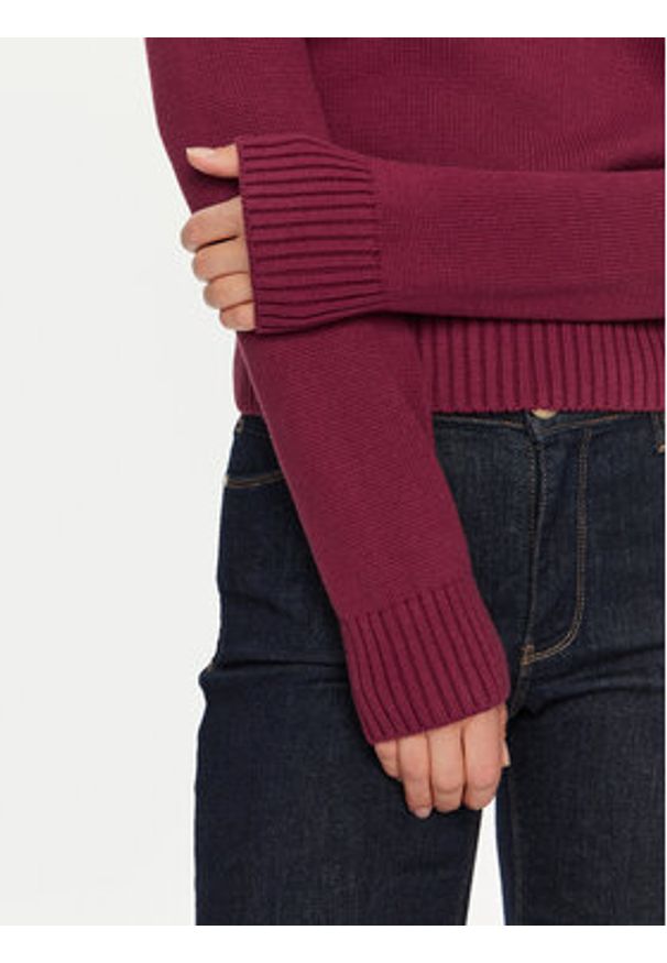 Guess Jeans Sweter W4BR10 Z3HM1 Bordowy Regular Fit. Kolor: czerwony. Materiał: bawełna