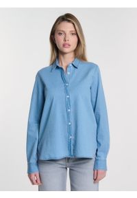 Big-Star - Koszula damska imitująca jeans niebieska Hildi 110. Okazja: na co dzień. Kolor: niebieski. Materiał: jeans. Styl: casual, elegancki