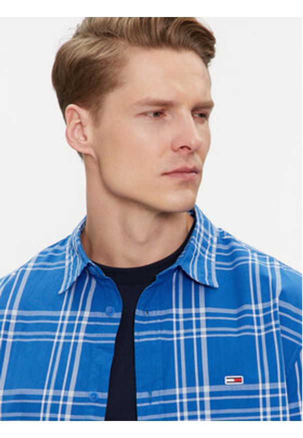 Tommy Jeans Koszula Poplin DM0DM18968 Niebieski Regular Fit. Kolor: niebieski. Materiał: bawełna