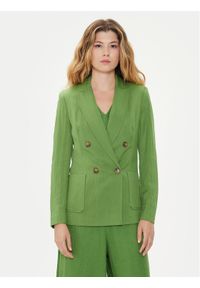 United Colors of Benetton - United Colors Of Benetton Marynarka 27OZDW025 Zielony Regular Fit. Kolor: zielony. Materiał: lyocell, wiskoza