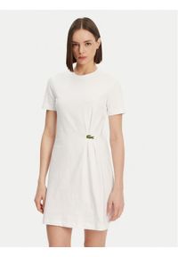 Lacoste Sukienka codzienna EF0583 Biały Regular Fit. Okazja: na co dzień. Kolor: biały. Materiał: bawełna. Typ sukienki: proste. Styl: casual