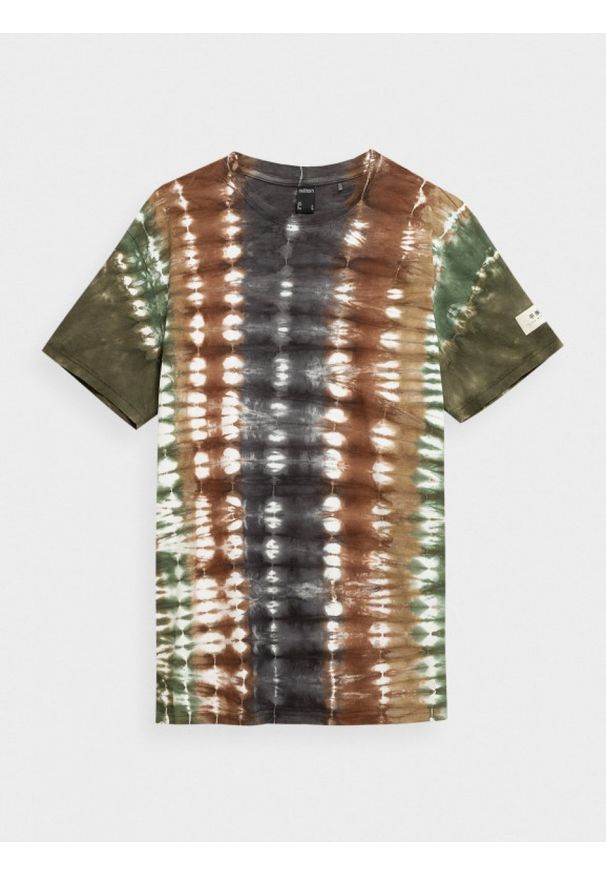 outhorn - T-shirt tie-dye męski. Okazja: na co dzień. Materiał: jersey, bawełna. Wzór: aplikacja. Styl: sportowy, casual