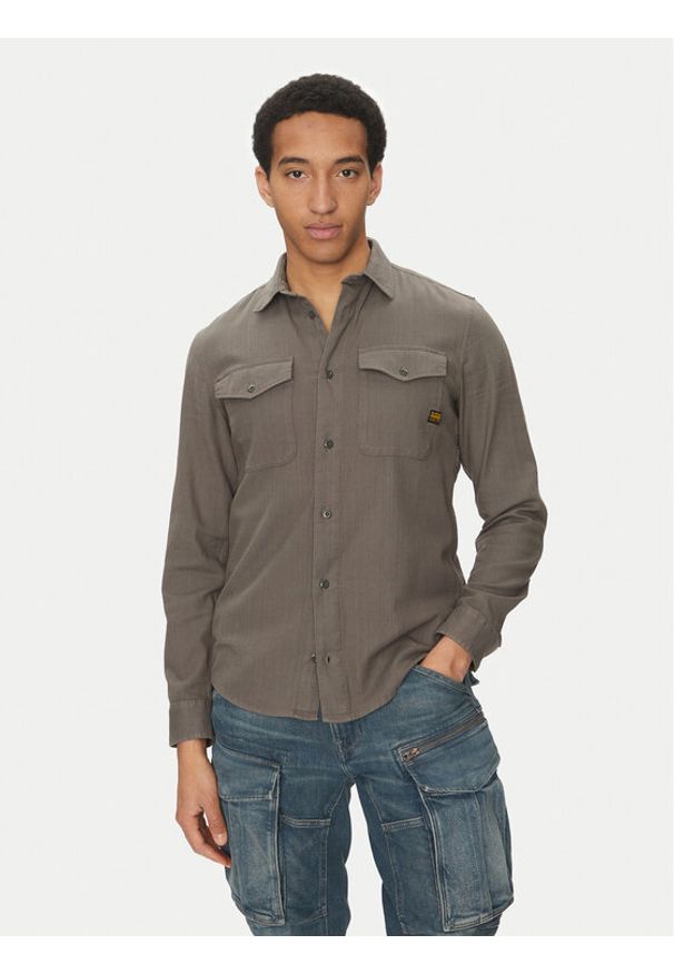 G-Star RAW - G-Star Raw Koszula Marine D24963-D454 C496 Szary Slim Fit. Kolor: szary. Materiał: bawełna. Styl: marine